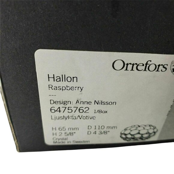 Orrefors‎ Candle Holder Crystal Raspberry Hallon Anne Nilsson Box Swedish Vtg - Picture 4 of 8